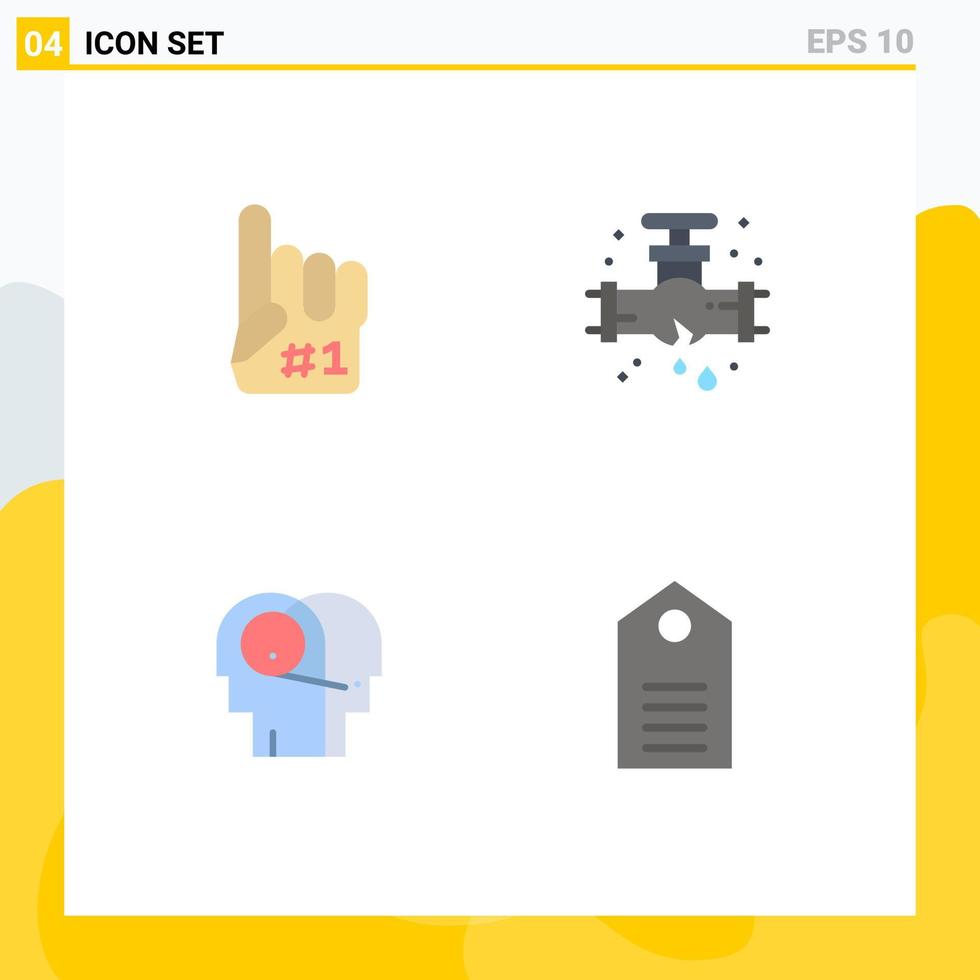 Set of 4 Modern UI Icons Symbols Signs for fanatic communication sport plumber human Editable Vector Design Elements