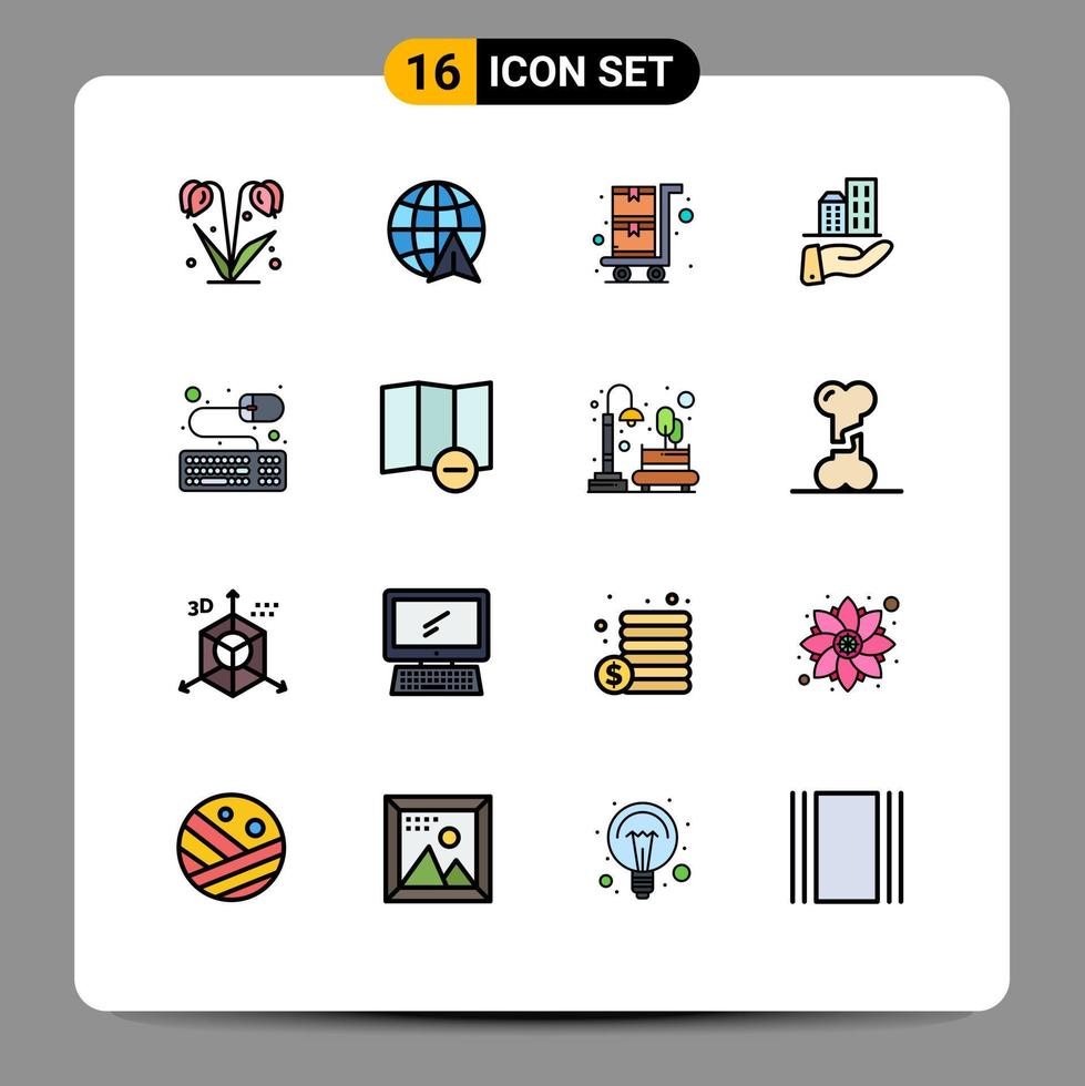 conjunto de 16 iconos de interfaz de usuario modernos signos de símbolos para borrar accesorios de carrito de compras de teclado elementos de diseño de vectores creativos editables modernos