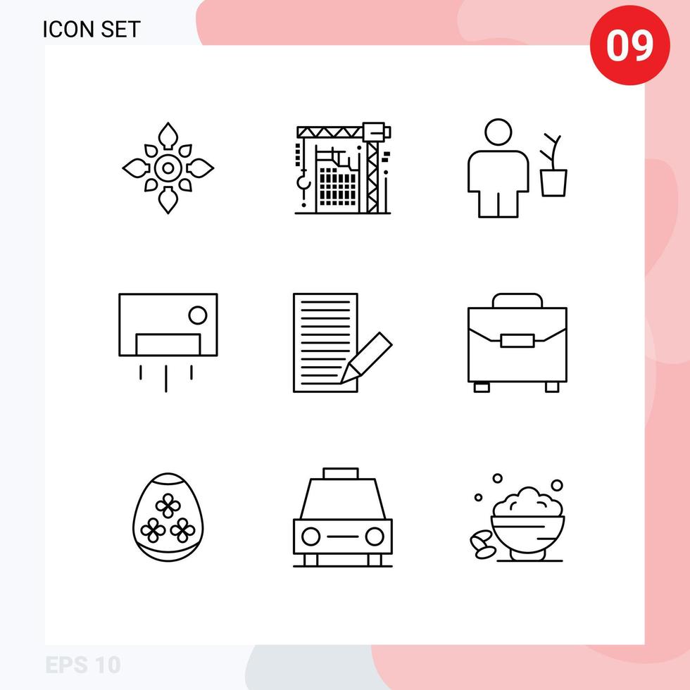 Set of 9 Modern UI Icons Symbols Signs for appliances pot hook plant body Editable Vector Design Elements