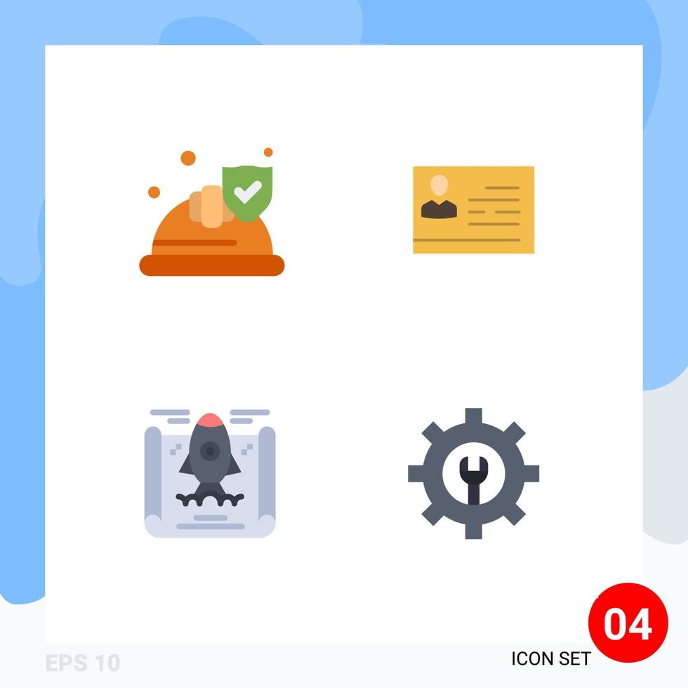 Stock Vector Icon Pack of 4 Line Signs and Symbols for hat achievement shield card rocket Editable Vector Design Elements
