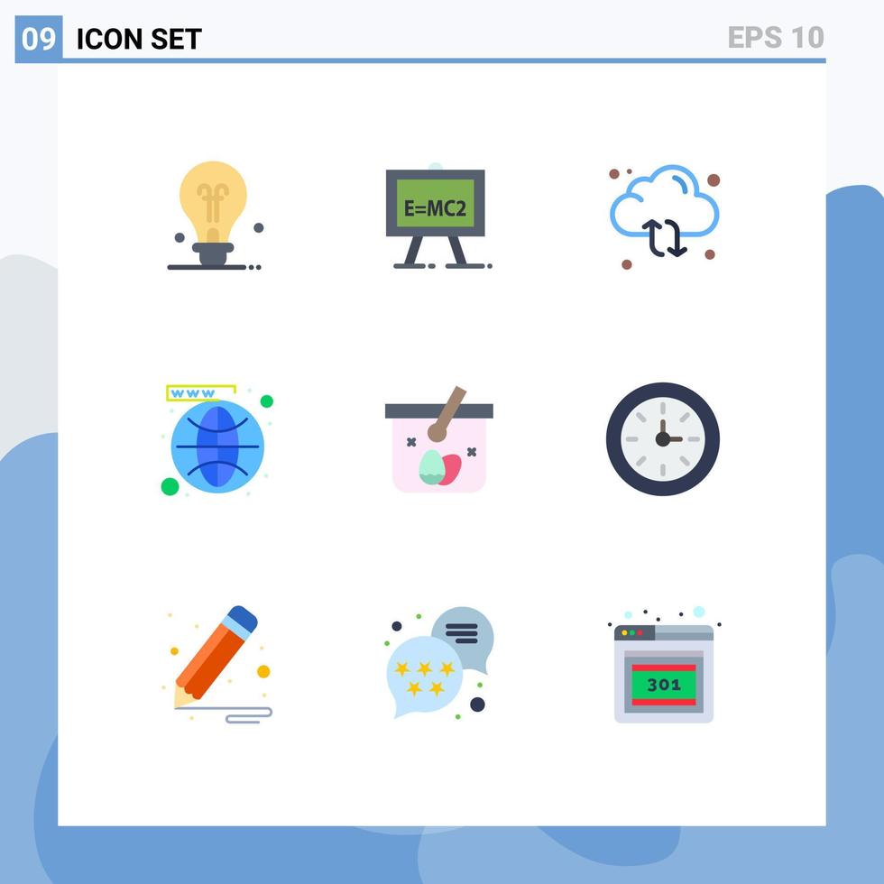 Set of 9 Vector Flat Colors on Grid for basket website refresh social media Editable Vector Design Elements