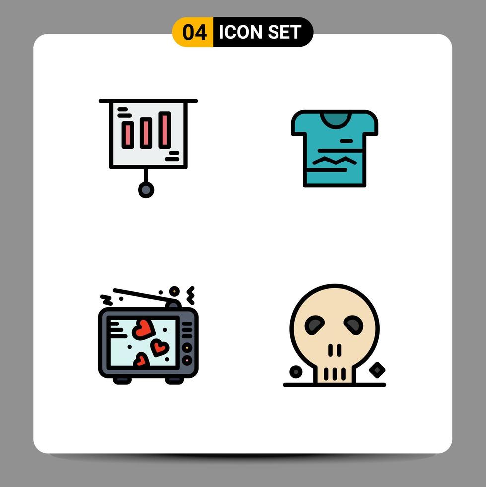 conjunto de 4 iconos de interfaz de usuario modernos símbolos signos para amantes de los negocios venta tela tv elementos de diseño vectorial editables vector
