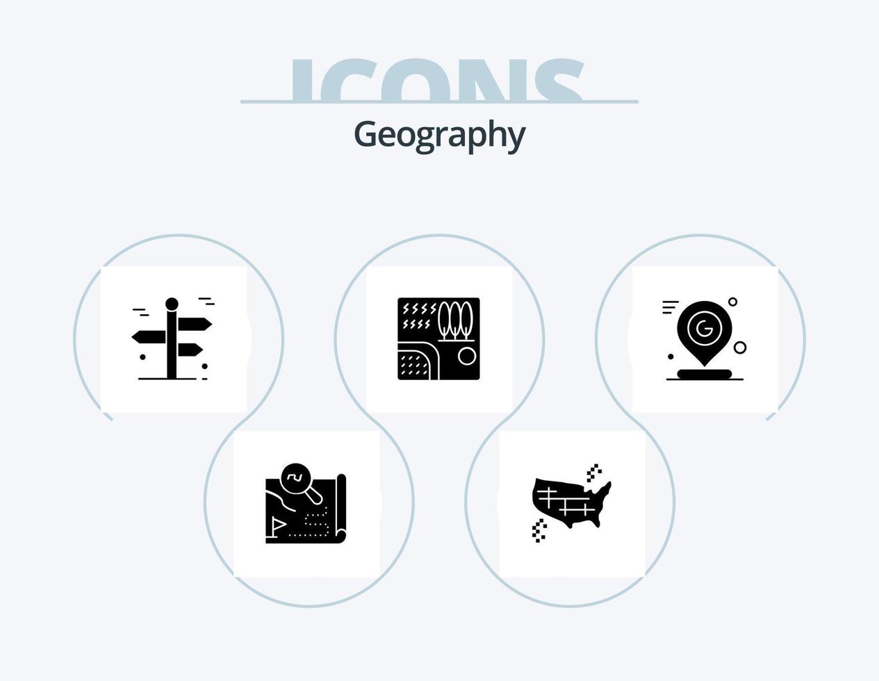 Geo Graphy Glyph Icon Pack 5 Icon Design. rain. forest. states. trip. travel vector