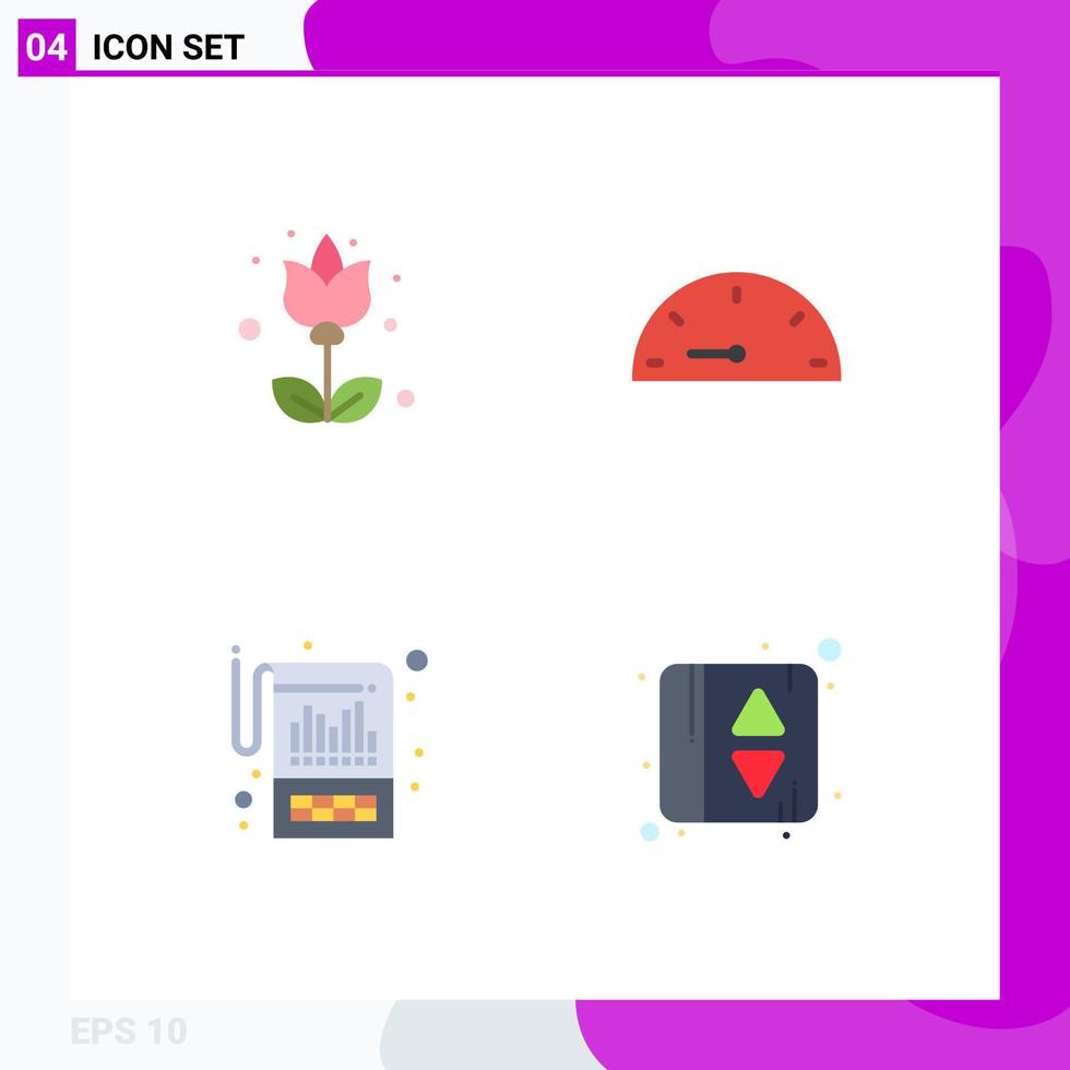 Editable Vector Line Pack of 4 Simple Flat Icons of flower financial flower performance statements Editable Vector Design Elements
