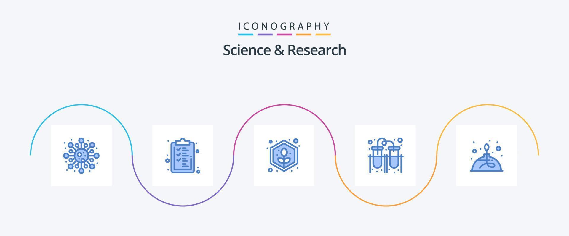 Science Blue 5 Icon Pack Including burner. connection. agriculture. tubes. experiment vector