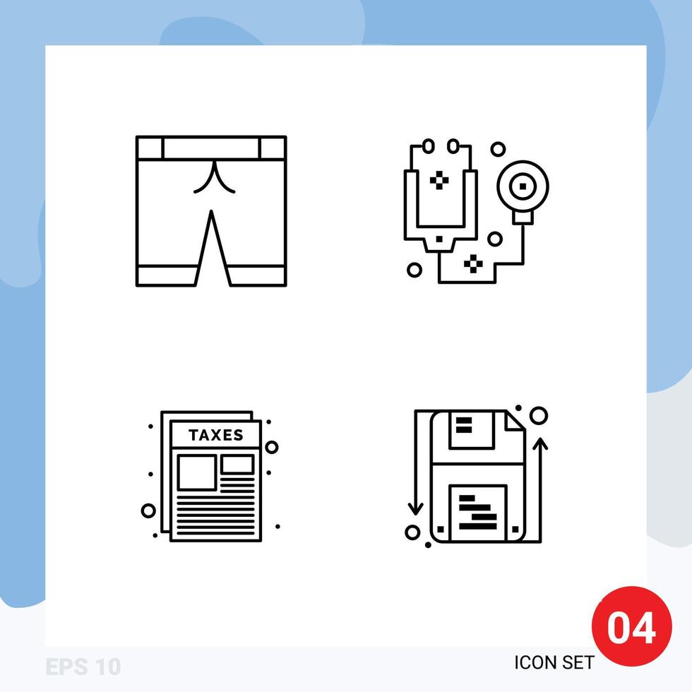 Universal Icon Symbols Group of 4 Modern Filledline Flat Colors of pants paper doctor tools disk Editable Vector Design Elements