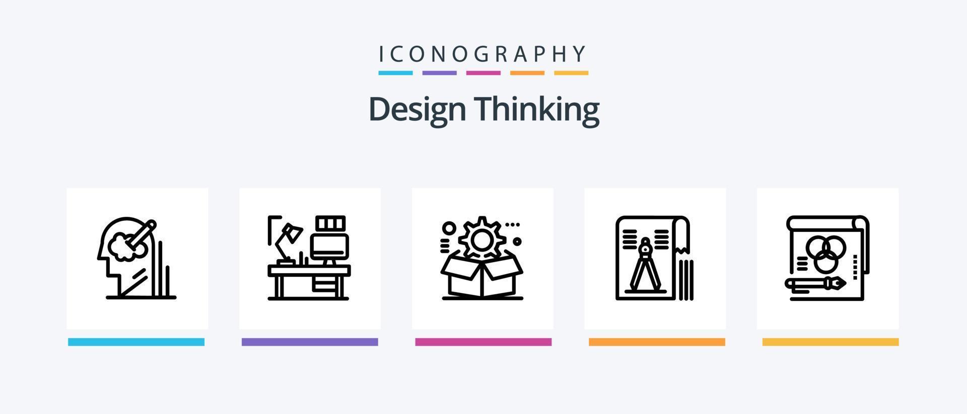 Design Thinking Line 5 Icon Pack Including drawing. design. drawing. animationd. setting. Creative Icons Design vector