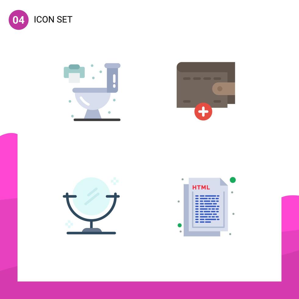 Stock Vector Icon Pack of 4 Line Signs and Symbols for home coding money mirror html Editable Vector Design Elements