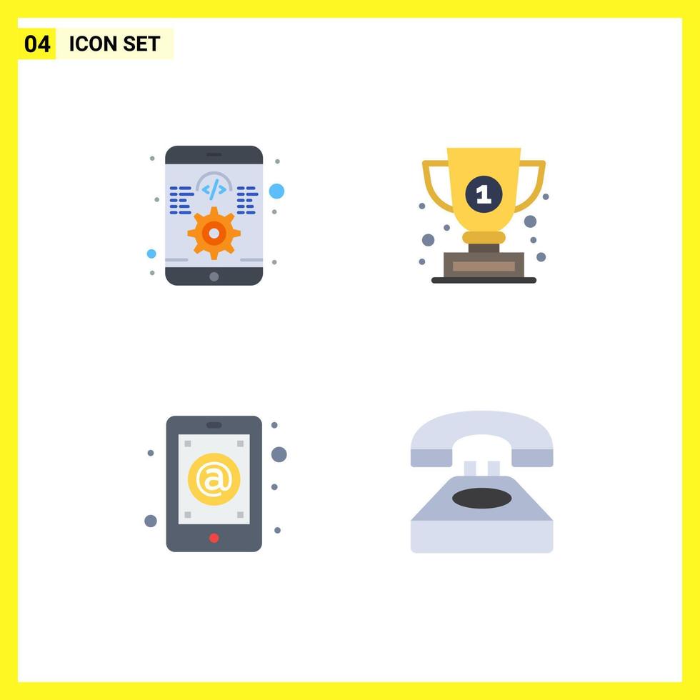 Stock Vector Icon Pack of 4 Line Signs and Symbols for app email responsive winner mail Editable Vector Design Elements