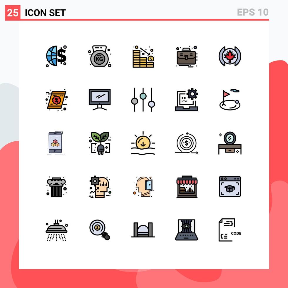 Set of 25 Modern UI Icons Symbols Signs for coupon leaf loss flag case Editable Vector Design Elements