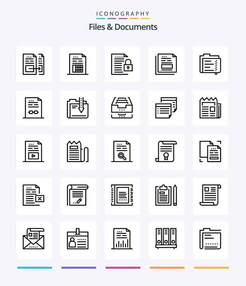 Creative Files And Documents 25 OutLine icon pack  Such As document. archive. padlock. office. file vector