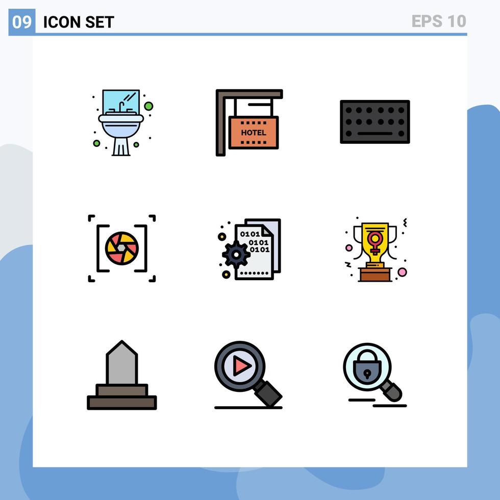 9 Creative Icons Modern Signs and Symbols of code browser hardware photography aperture Editable Vector Design Elements