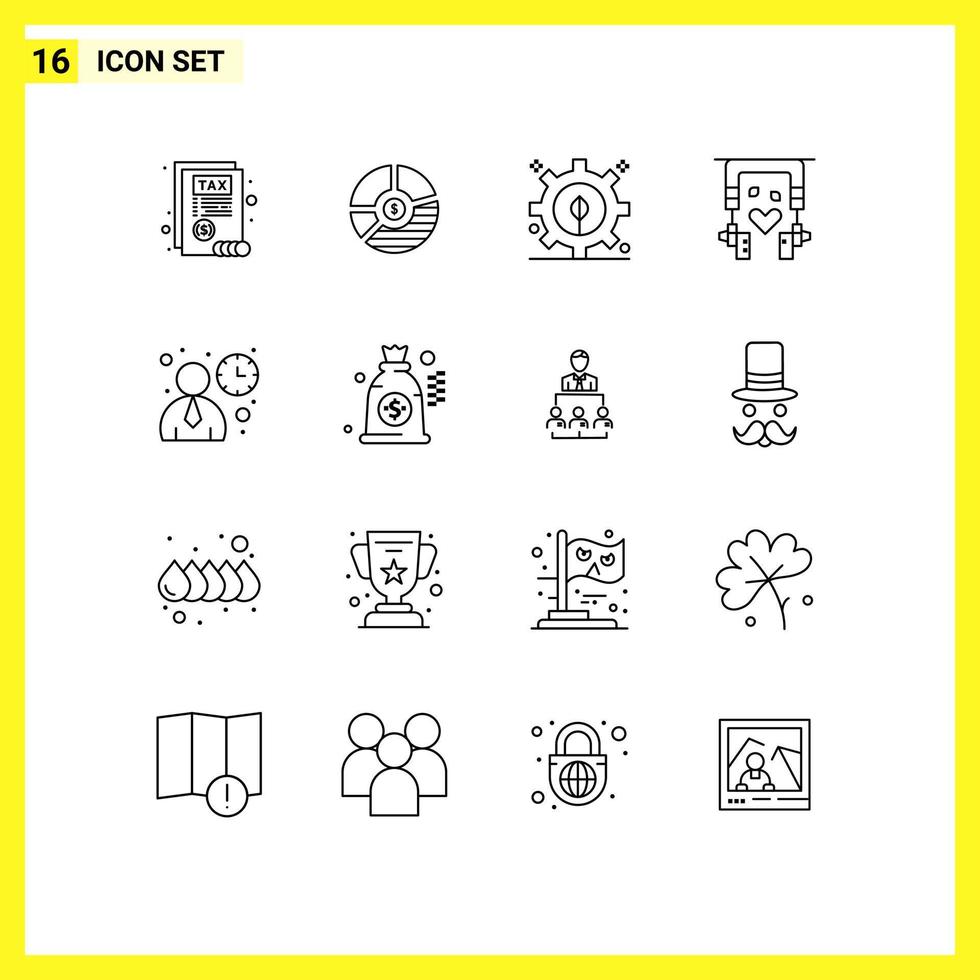 16 Creative Icons Modern Signs and Symbols of interface nature seo music power Editable Vector Design Elements