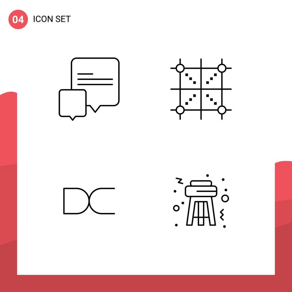 4 User Interface Line Pack of modern Signs and Symbols of chat coin coding programing crypto currency Editable Vector Design Elements