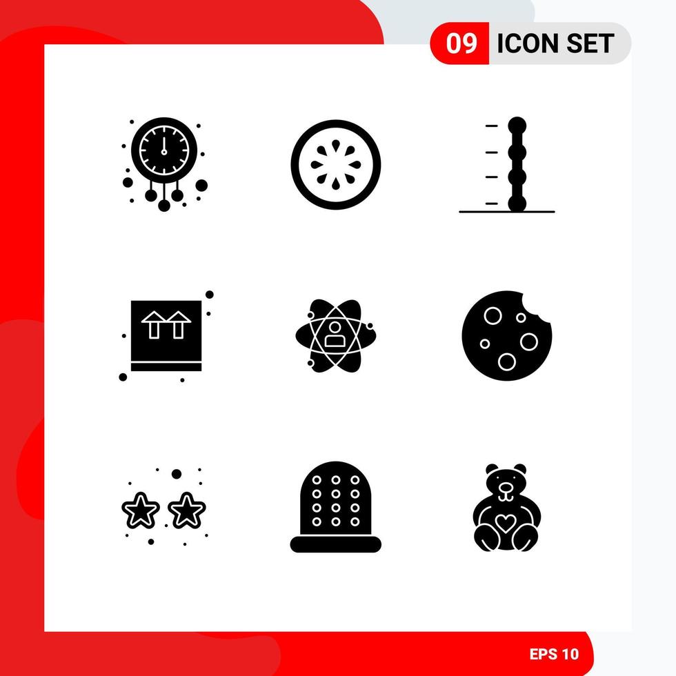 Group of 9 Solid Glyphs Signs and Symbols for growth shopping vegetable package box Editable Vector Design Elements