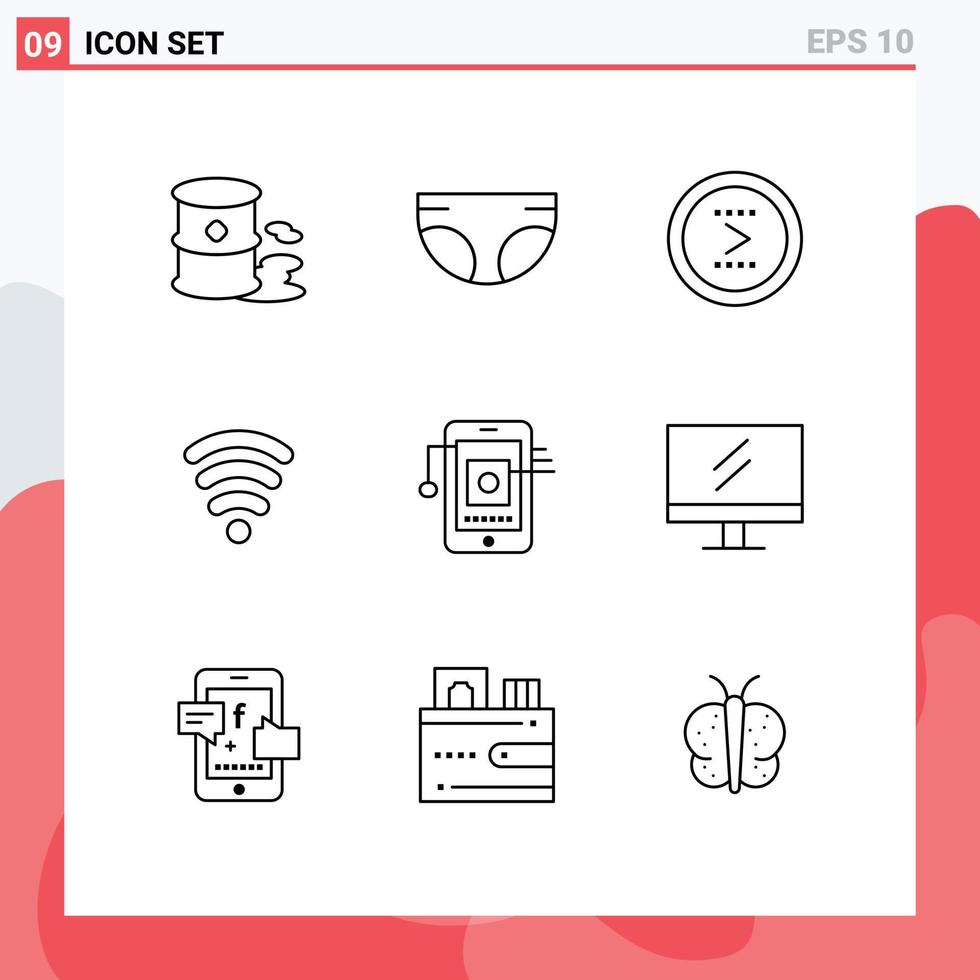 9 Universal Outline Signs Symbols of cell signal arrow servics right Editable Vector Design Elements