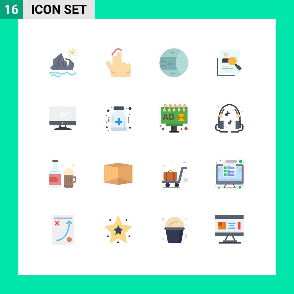 grupo de símbolos de iconos universales de 16 colores planos modernos de estructura de horas de toque humano personal paquete editable de elementos creativos de diseño de vectores