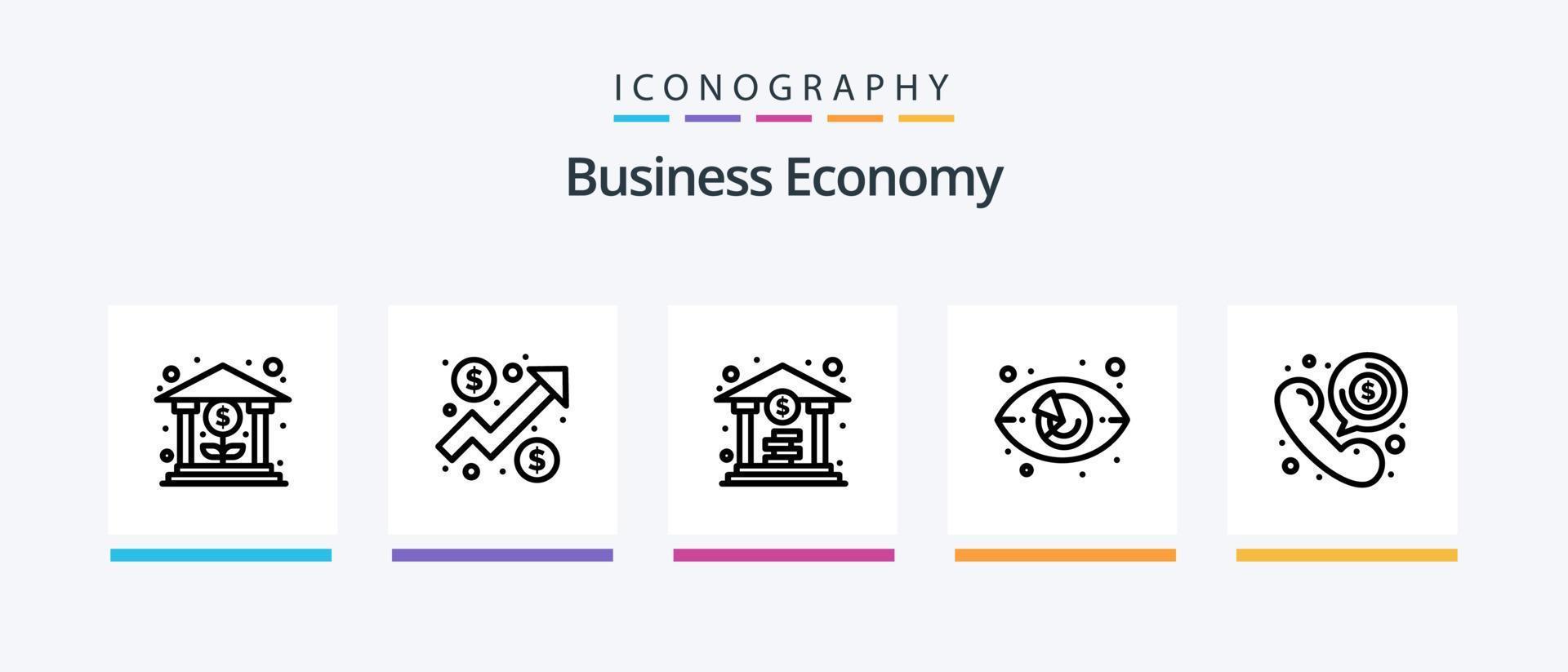 Economy Line 5 Icon Pack Including communication. stair. business. money. banking. Creative Icons Design vector