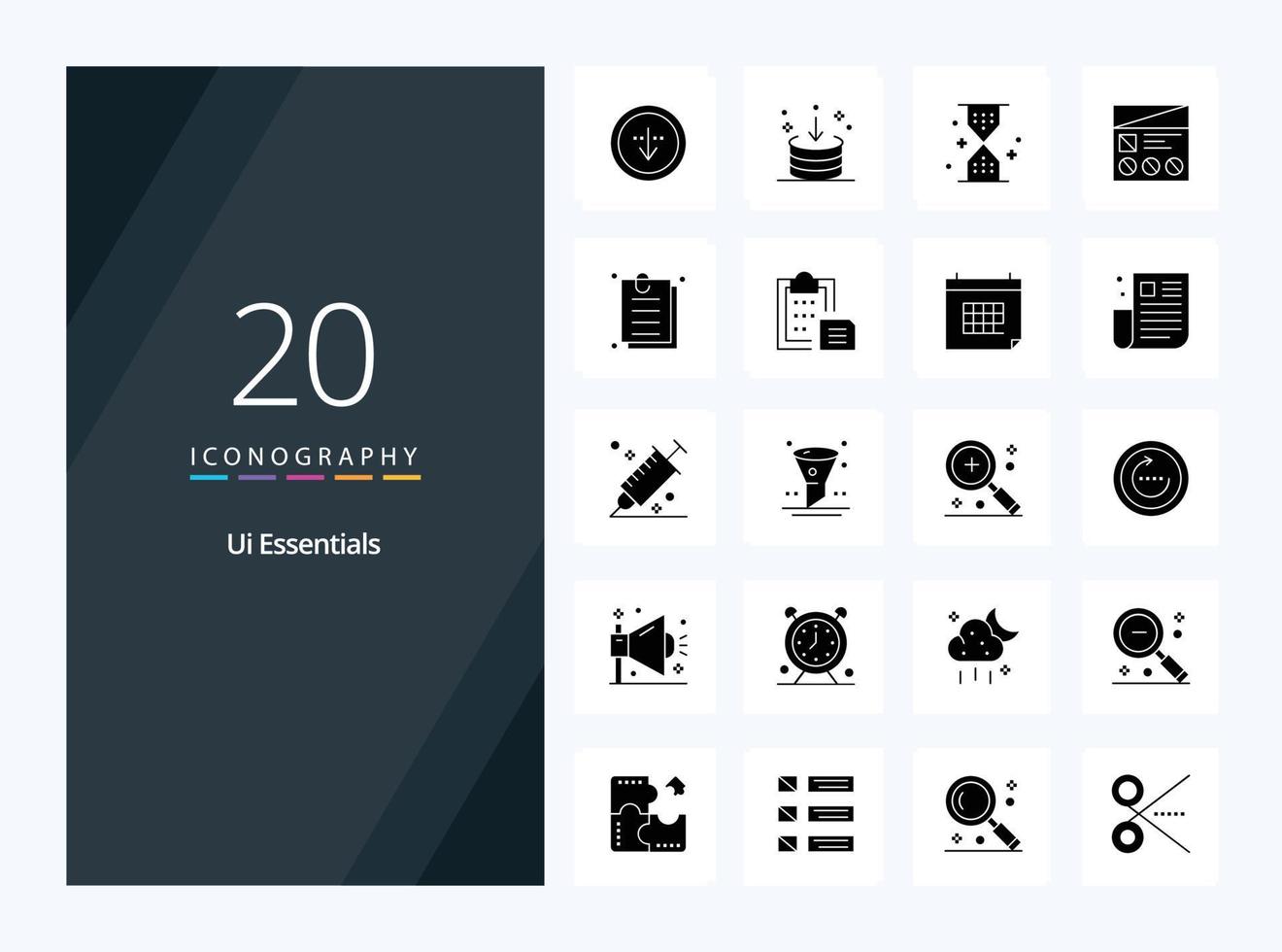 20 Ui Essentials Solid Glyph icon for presentation vector