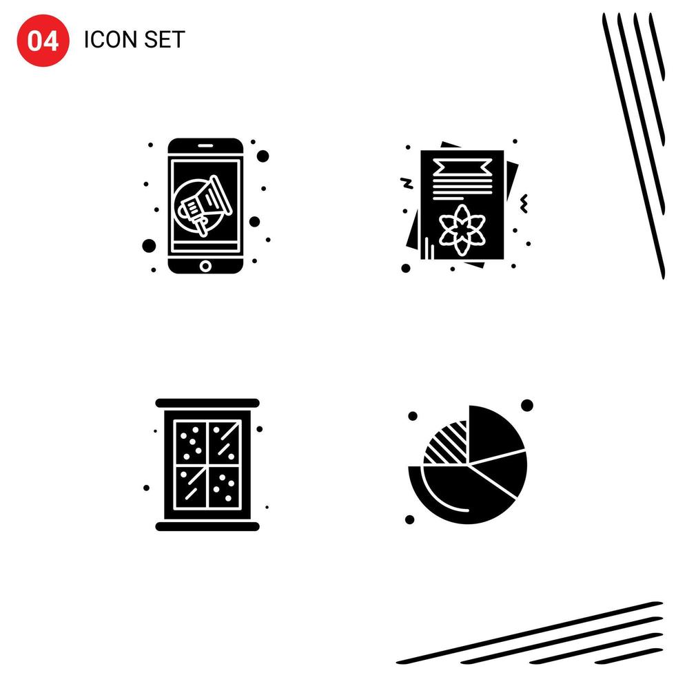 Universal Icon Symbols Group of 4 Modern Solid Glyphs of advertising snow speaker female winter Editable Vector Design Elements
