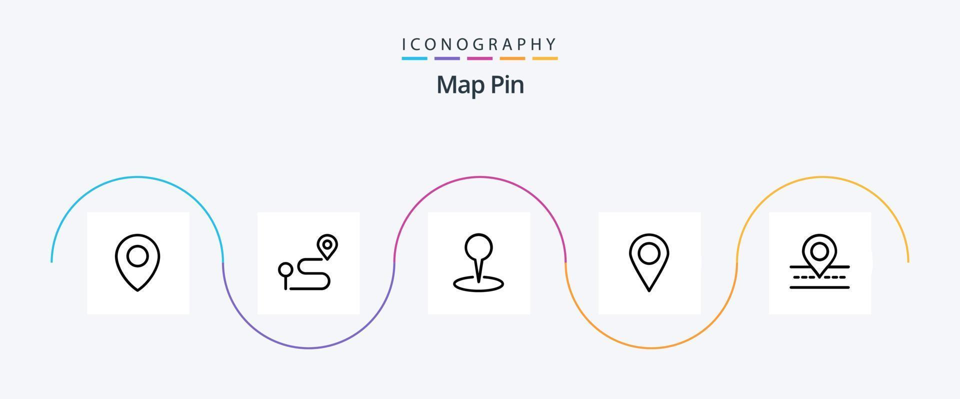 Map Pin Line 5 Icon Pack Including map. location. map. road. marker vector