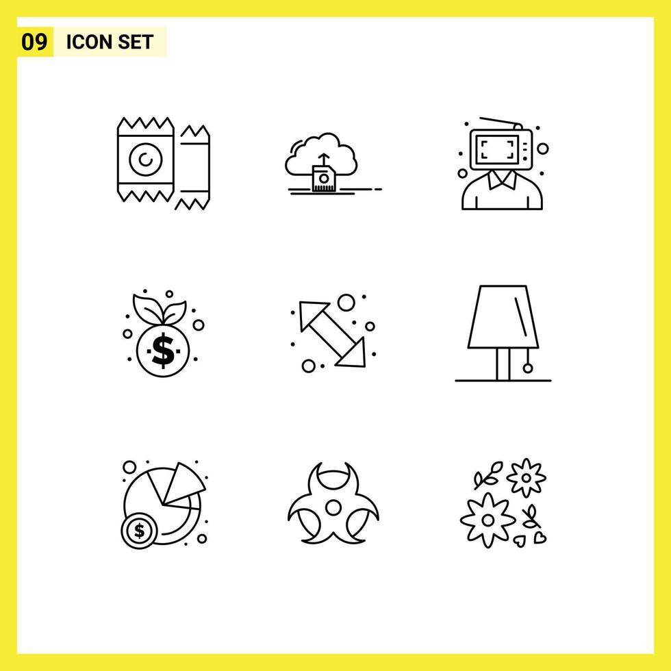 9 iconos creativos signos y símbolos modernos de gestión de finanzas computación hombre de negocios elementos de diseño vectorial editables vector