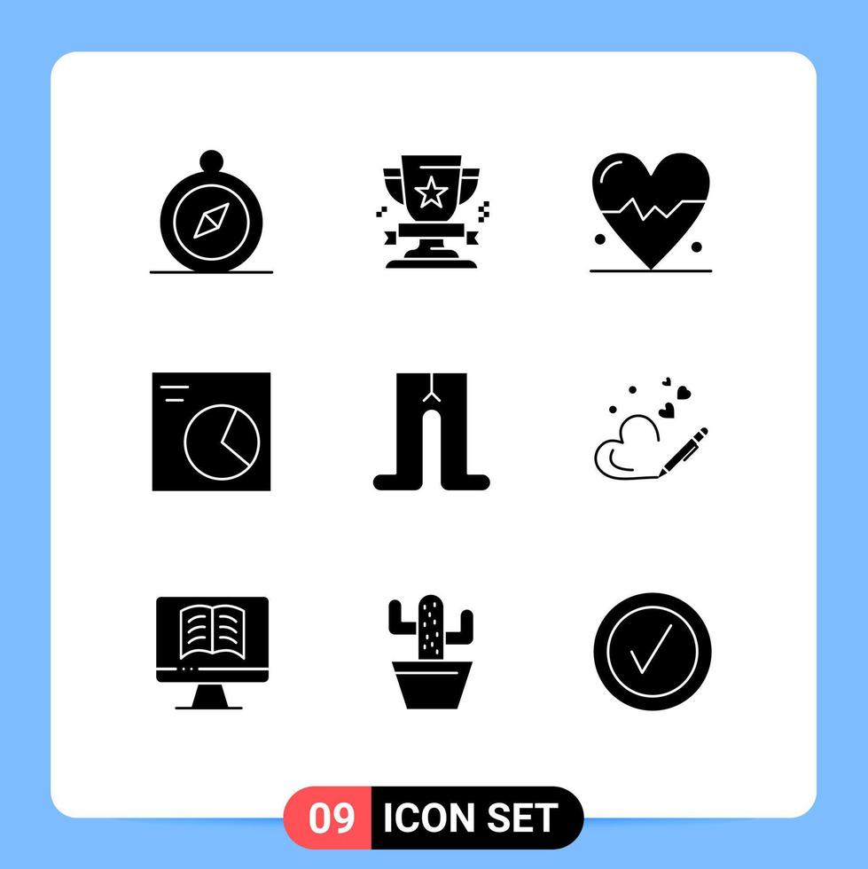 9 Solid Glyph concept for Websites Mobile and Apps pen clothes beat baby pie Editable Vector Design Elements
