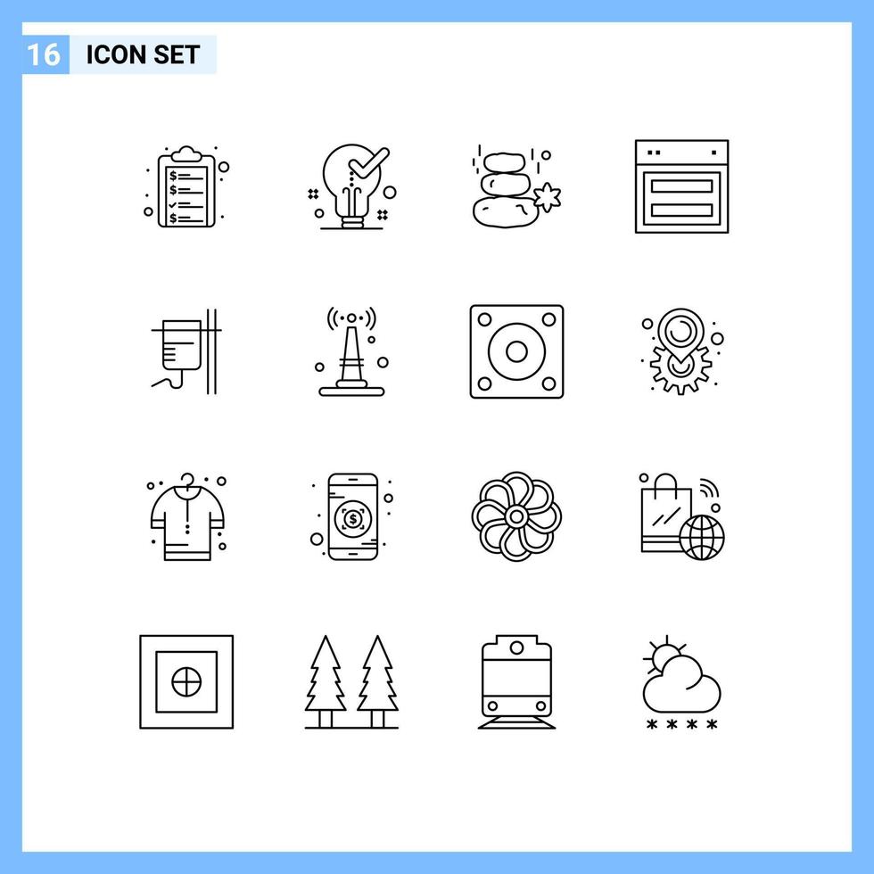 16 Universal Outline Signs Symbols of web layout tick design square Editable Vector Design Elements
