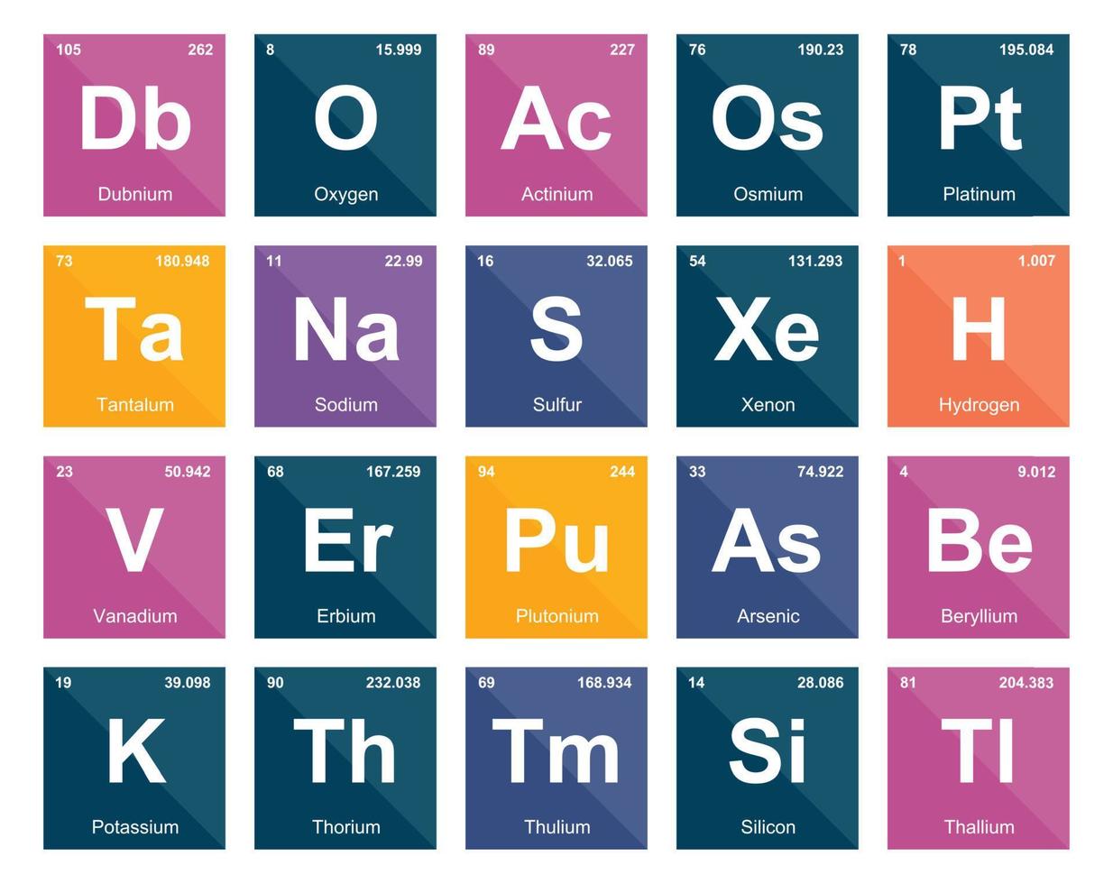 20 Preiodic table of the elements Icon Pack Design vector