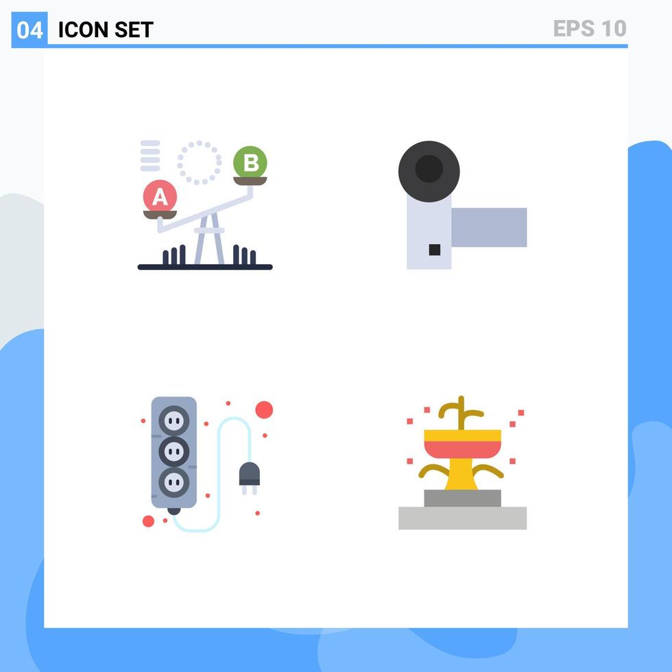 Set of 4 Modern UI Icons Symbols Signs for balance electronics lift electronics power Editable Vector Design Elements