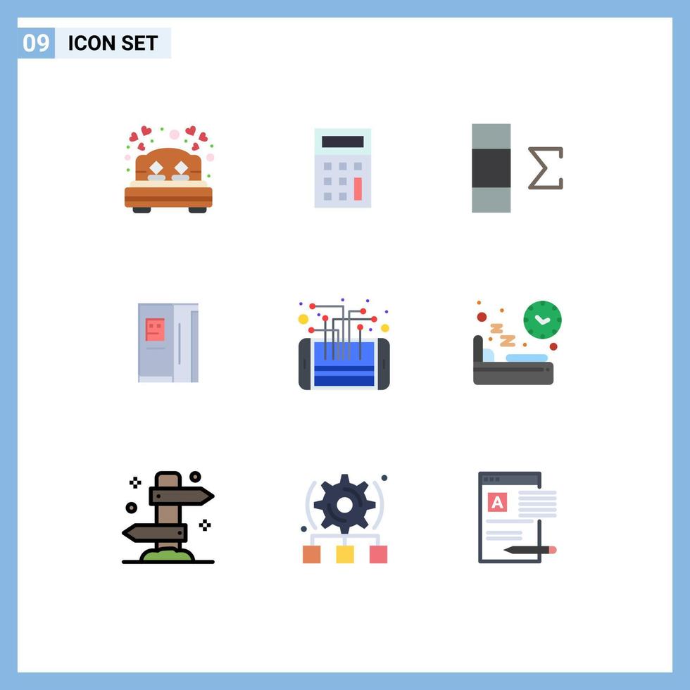 User Interface Pack of 9 Basic Flat Colors of processor mobile data circuit cooling Editable Vector Design Elements