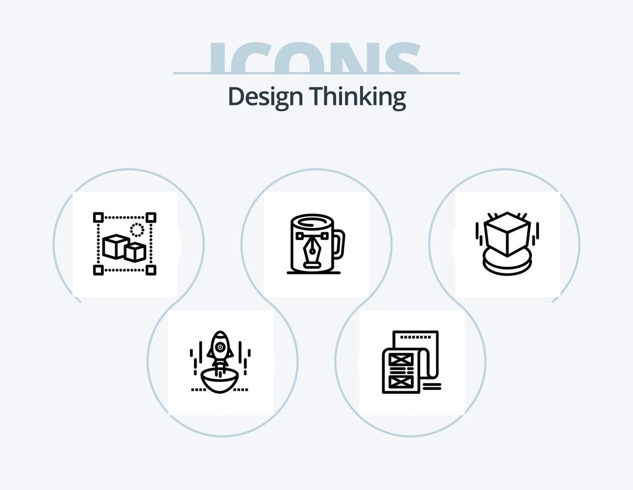 Design Thinking Line Icon Pack 5 Icon Design. photo. camera. nib. light. solution vector