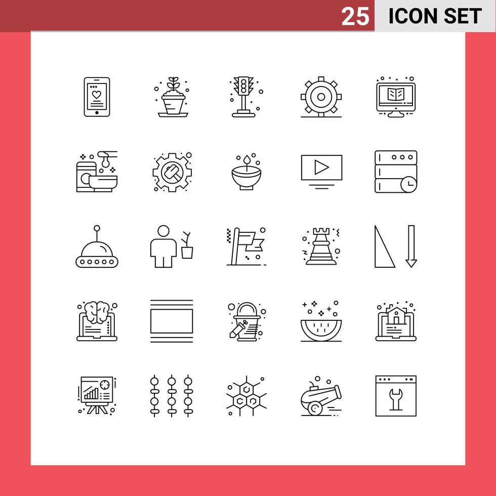 Set of 25 Vector Lines on Grid for online ui city setting basic Editable Vector Design Elements