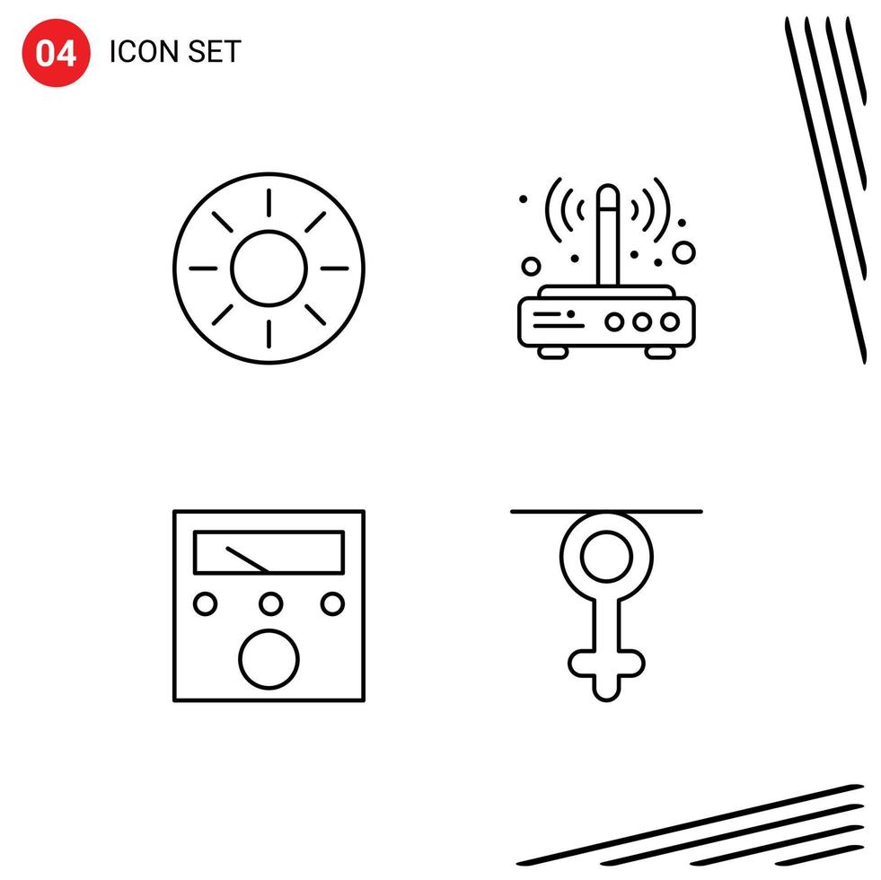 Universal Icon Symbols Group of 4 Modern Filledline Flat Colors of fruit wireless kiwi router meter Editable Vector Design Elements
