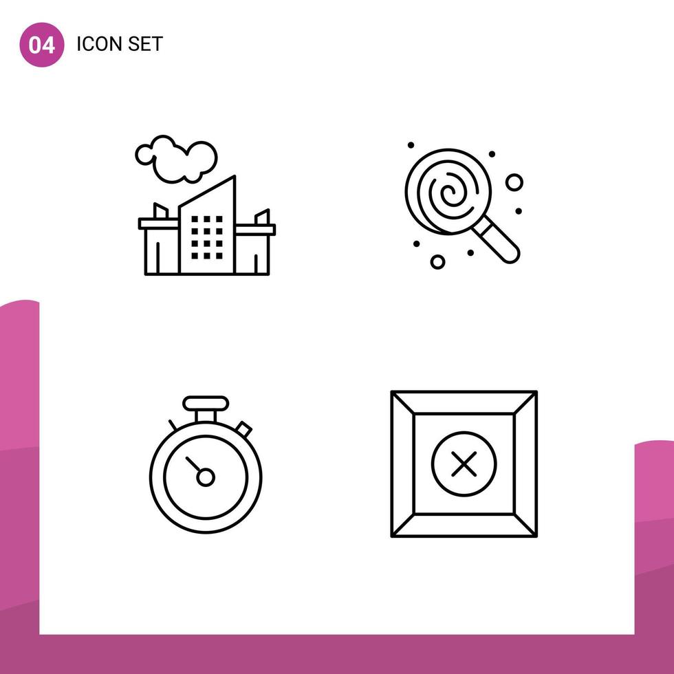 Set of 4 Modern UI Icons Symbols Signs for factory map pollution lollipop pin Editable Vector Design Elements