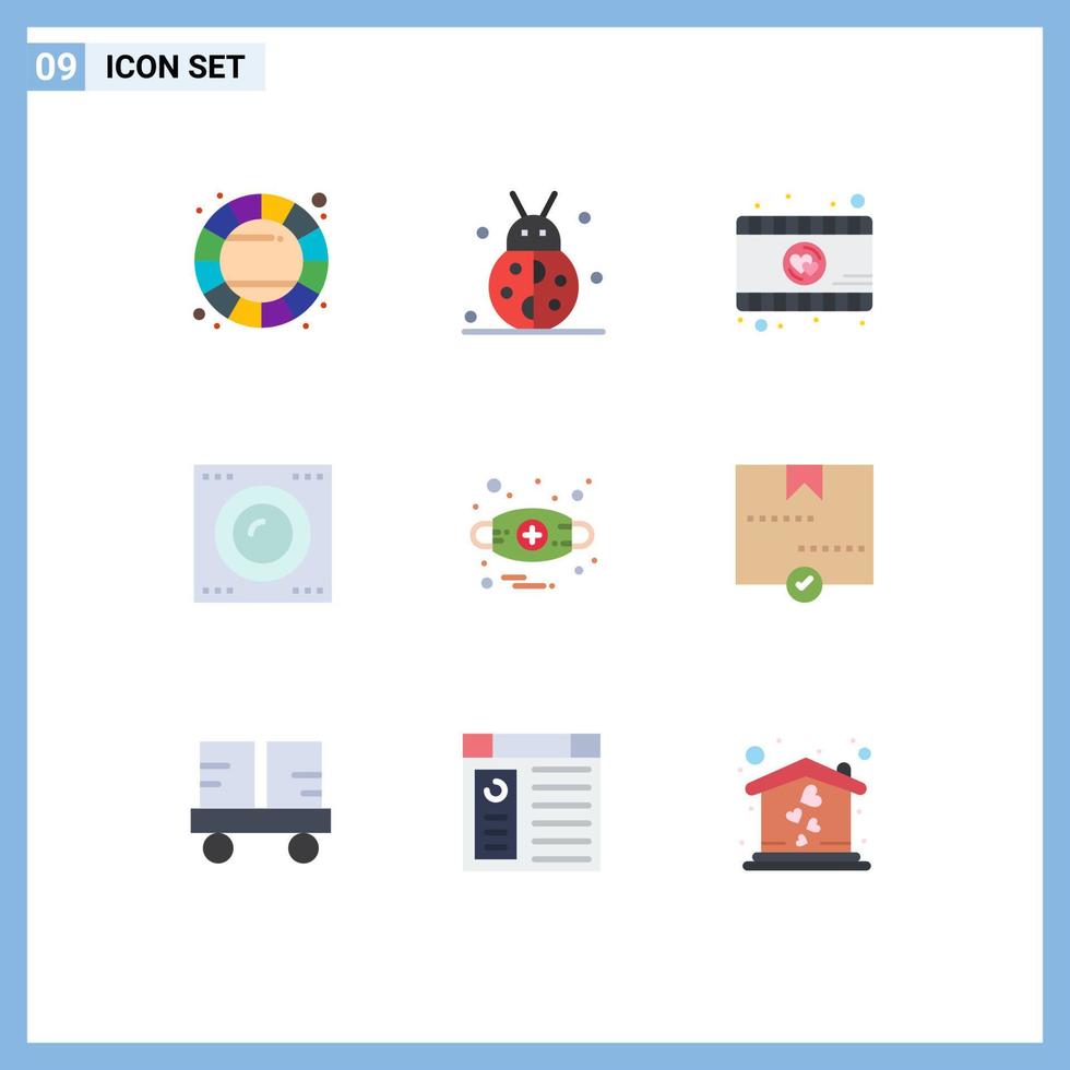 Modern Set of 9 Flat Colors Pictograph of allergy technology winter hard disk devices Editable Vector Design Elements