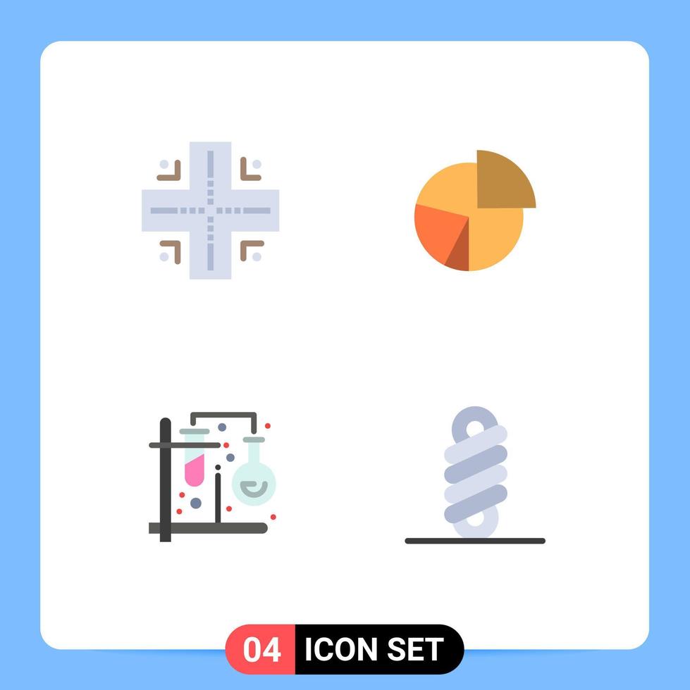 Group of 4 Modern Flat Icons Set for map statistics chart finance test Editable Vector Design Elements