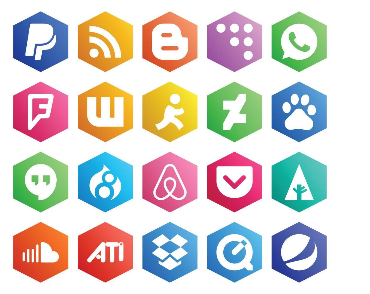 20 Social Media Icon Pack Including music soundcloud deviantart forrst air bnb vector