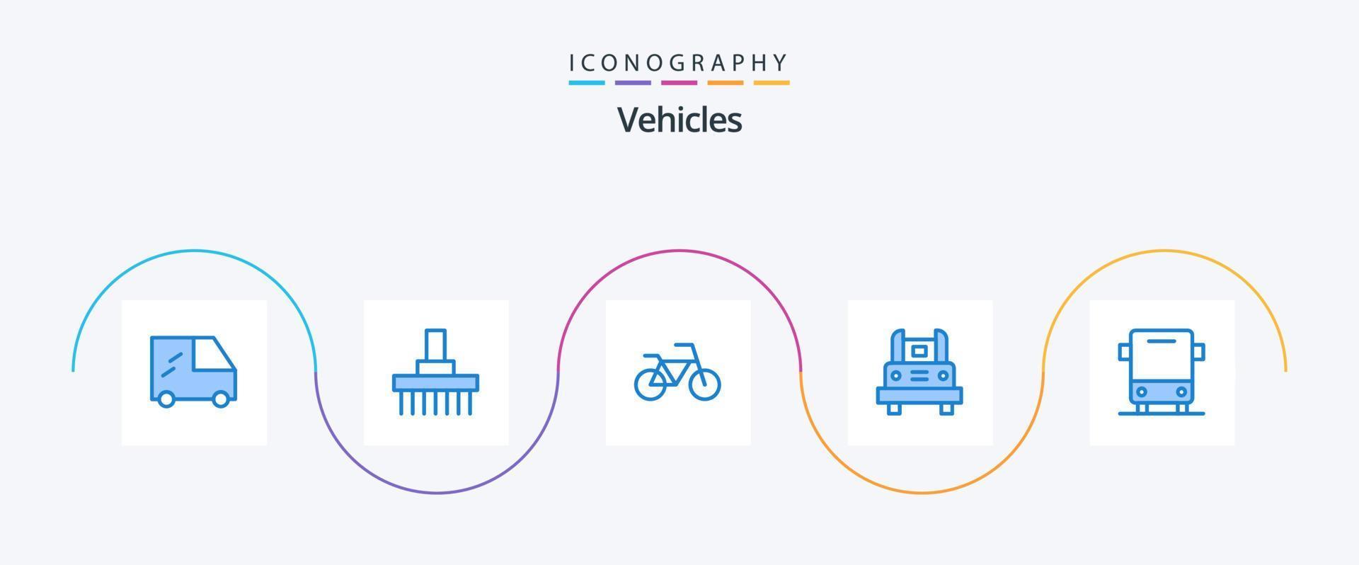 Paquete de 5 iconos azules de vehículos que incluye transporte. auto. vehículos autobús. transportación vector