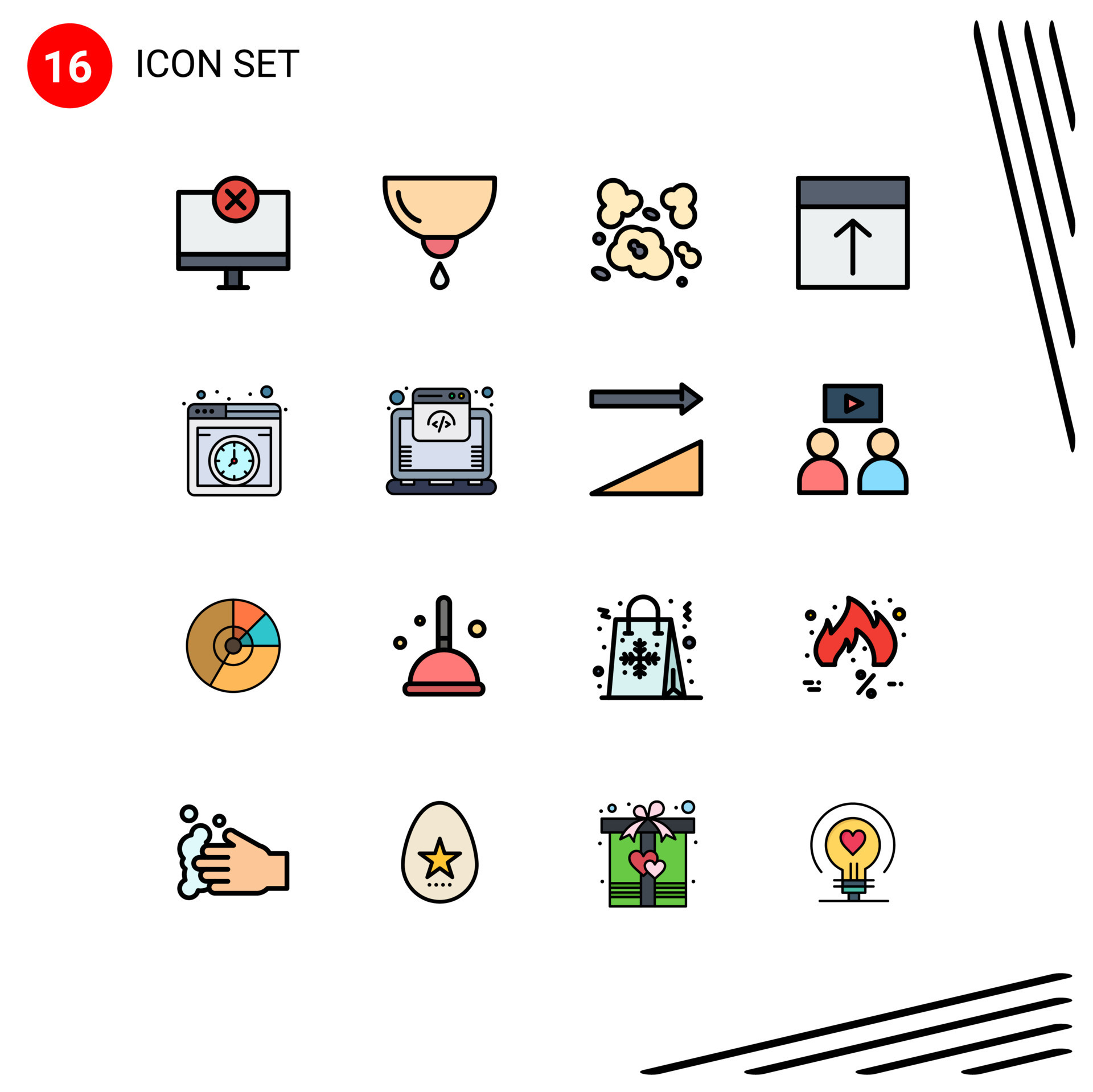 Set of 16 Vector Flat Color Filled Lines on Grid for layout grid