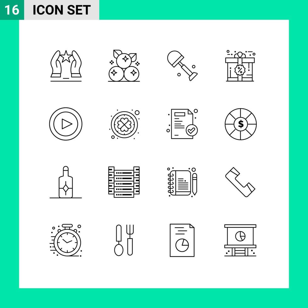 Outline Pack of 16 Universal Symbols of basic discount thanksgiving card spring Editable Vector Design Elements