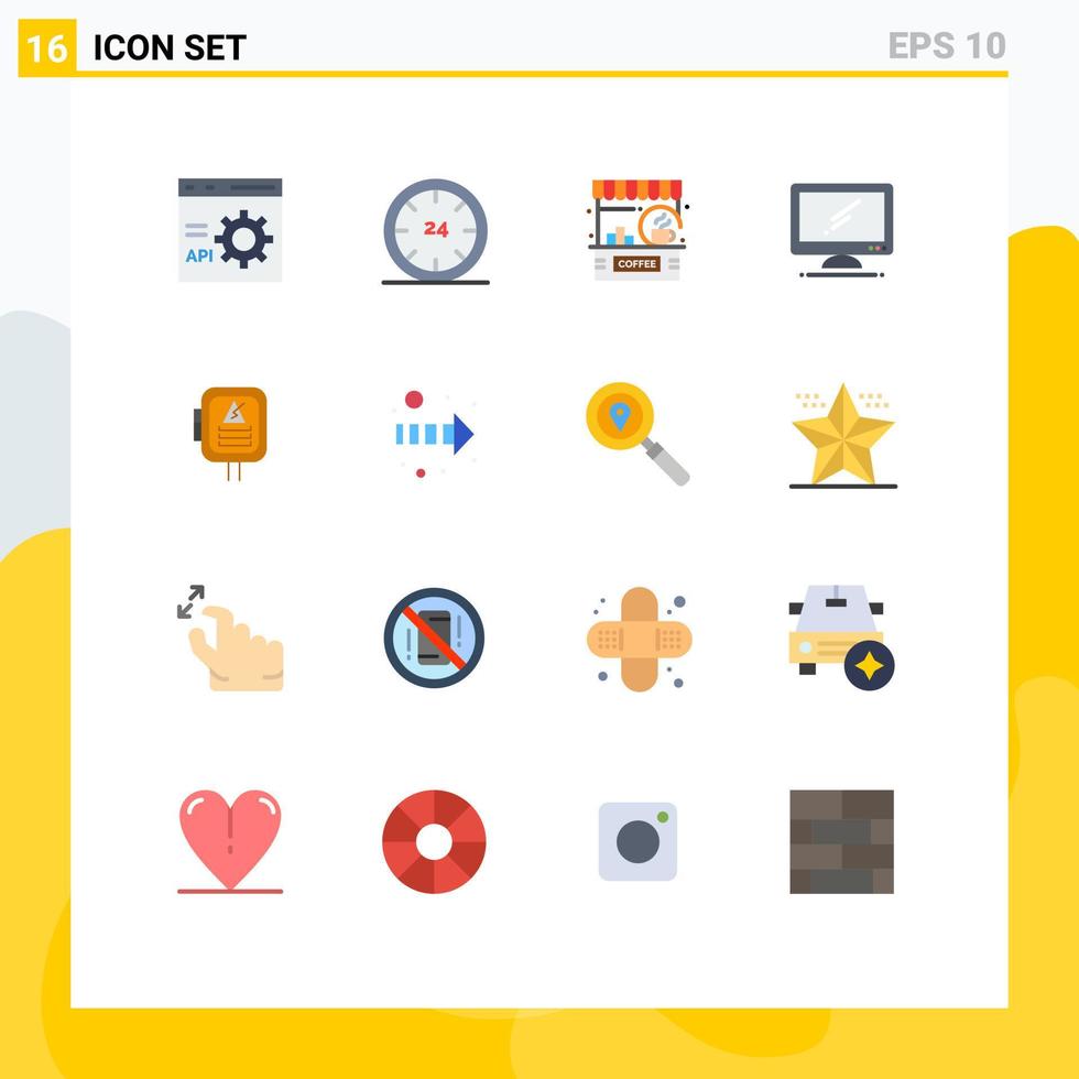 Set of 16 Commercial Flat Colors pack for device computer e shop coffee Editable Pack of Creative Vector Design Elements