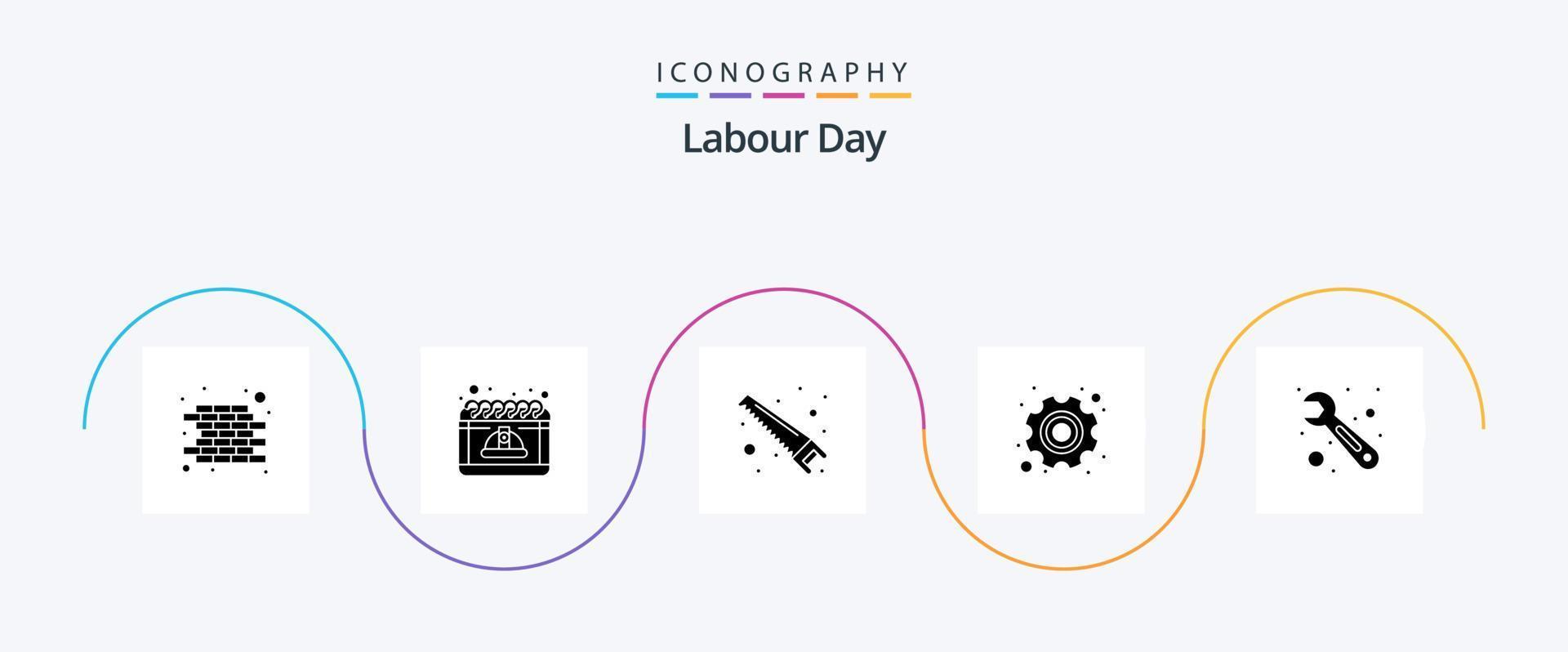 Labour Day Glyph 5 Icon Pack Including tool. labour. hand. labor. day vector