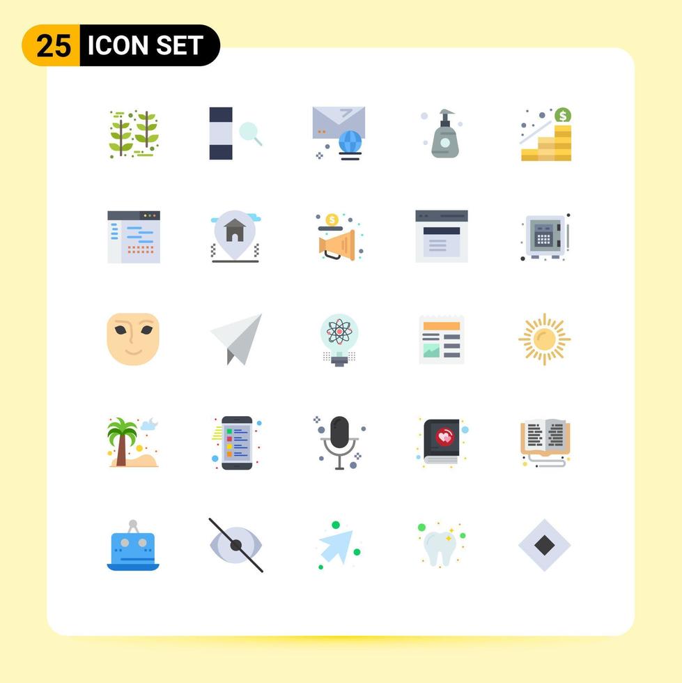 25 Creative Icons Modern Signs and Symbols of profit growth email sprayer shower bottle Editable Vector Design Elements