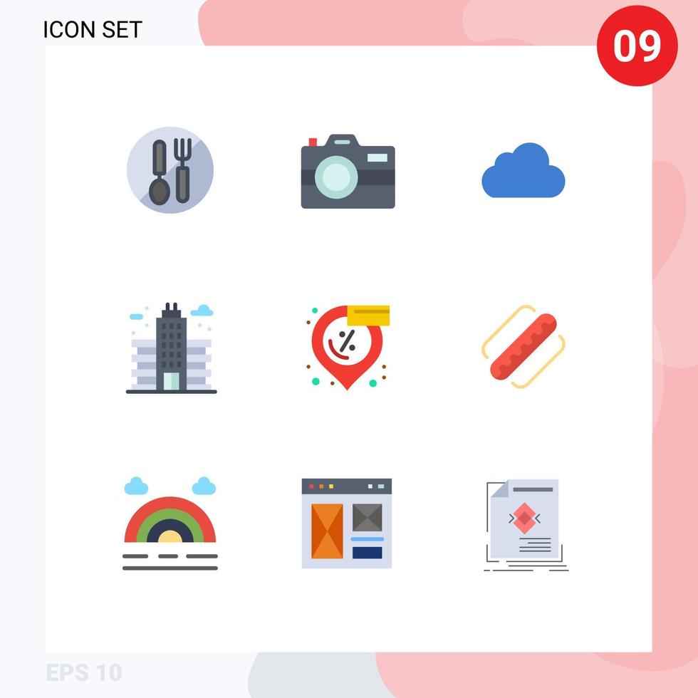 Stock Vector Icon Pack of 9 Line Signs and Symbols for discount office technology life cloudy Editable Vector Design Elements