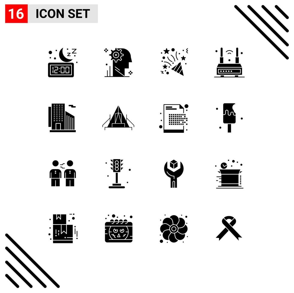 16 Creative Icons Modern Signs and Symbols of wireless technology gear router star Editable Vector Design Elements