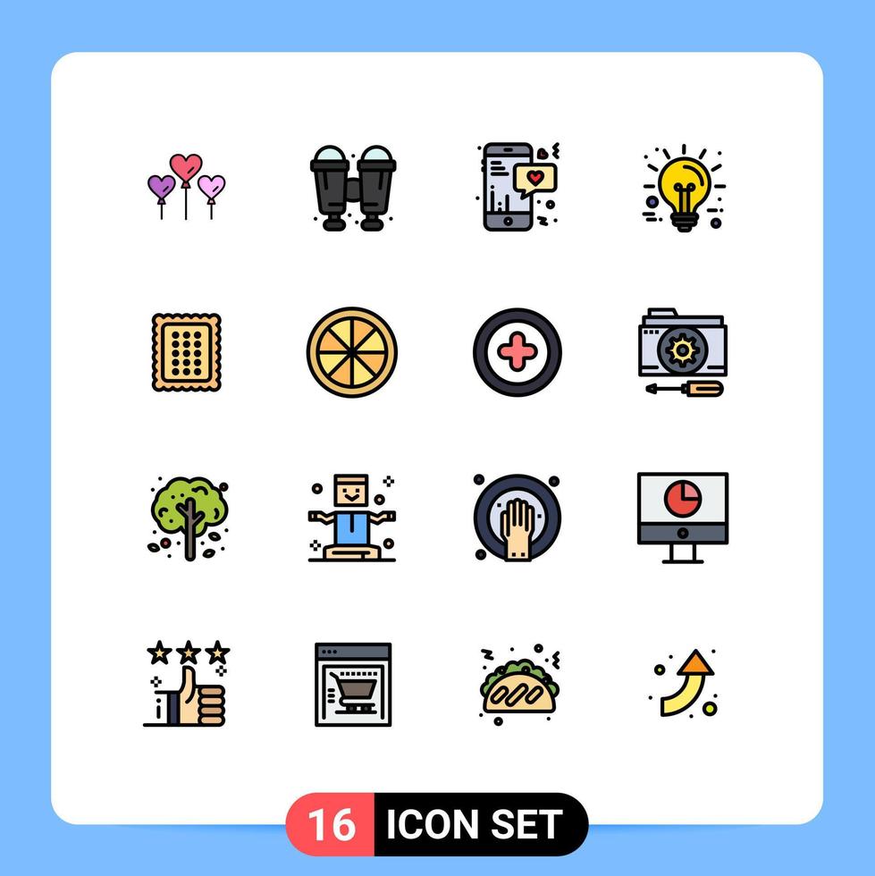 16 iconos creativos signos y símbolos modernos de comida para hornear chat panadería innovación elementos de diseño de vectores creativos editables