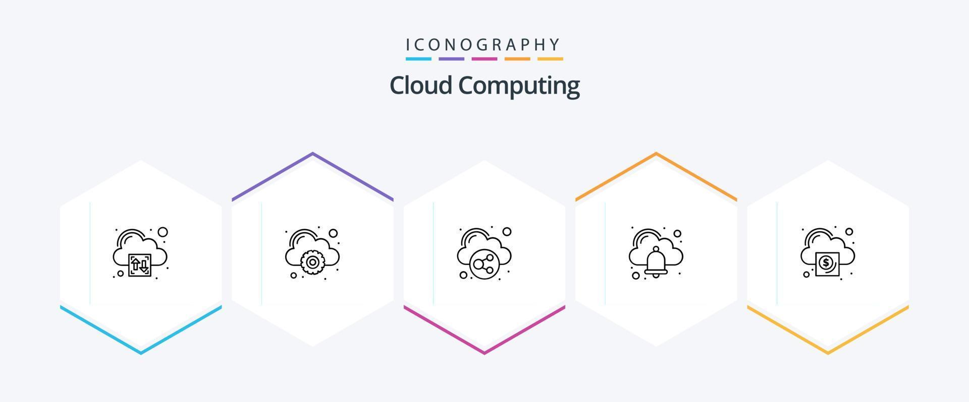 Cloud Computing 25 Line icon pack including cloud. activity. alarm . bell vector