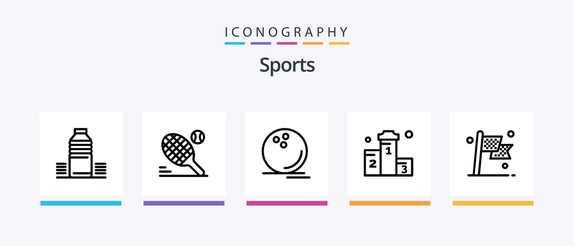 Sports Line 5 Icon Pack Including game. flag. fitness. race. checkered. Creative Icons Design vector