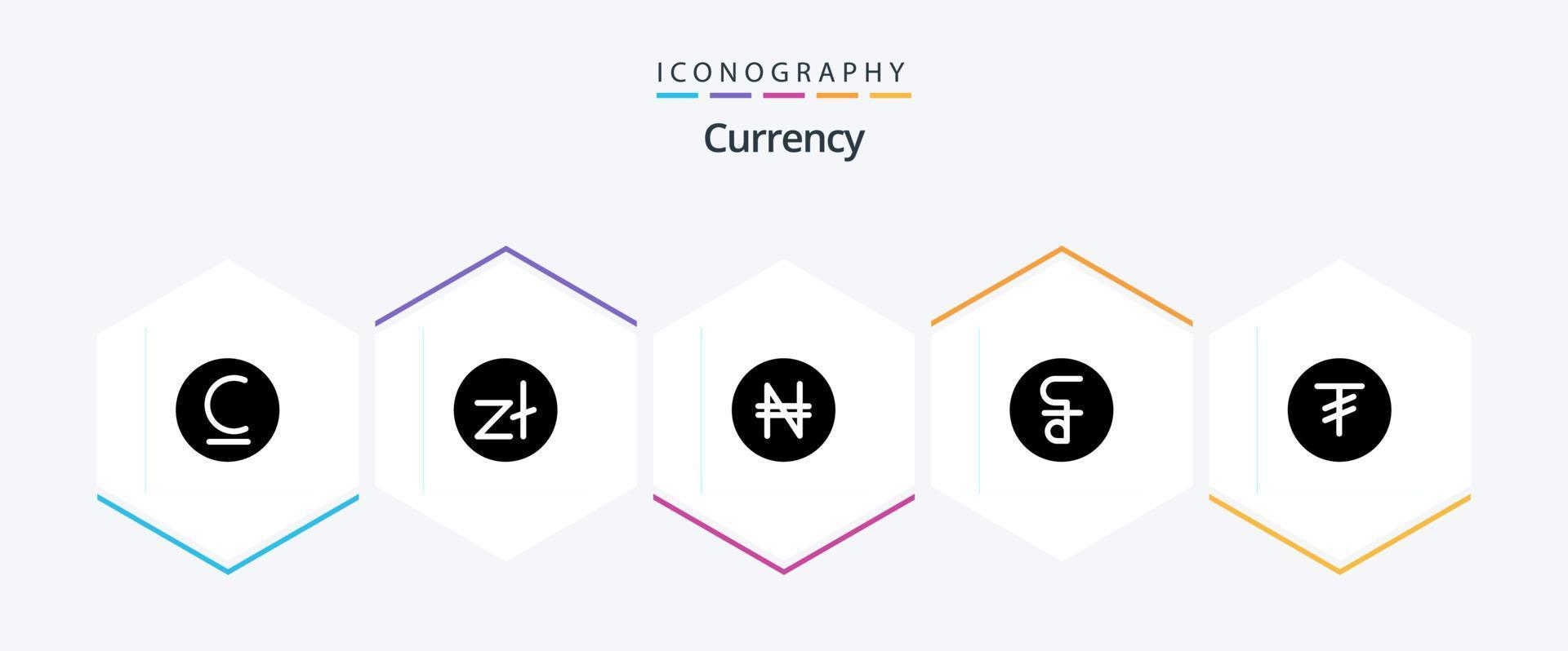 Currency 25 Glyph icon pack including money . reil . coin . naira vector